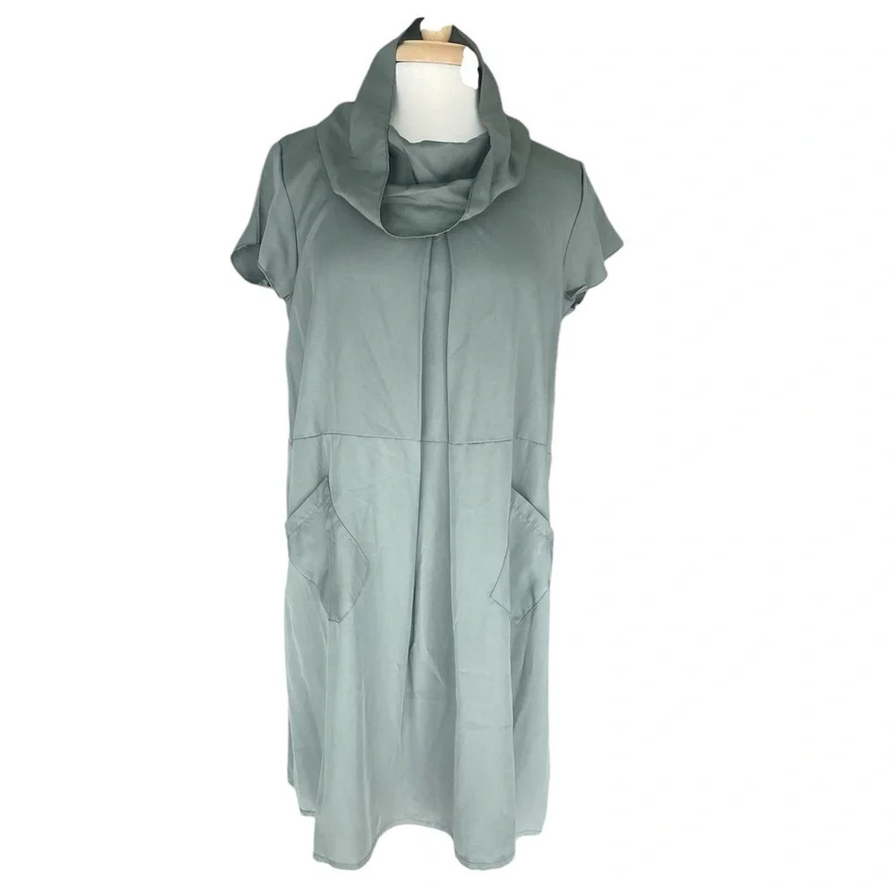 Marina Gigli Women Green Turtleneck Short Dress Size Large